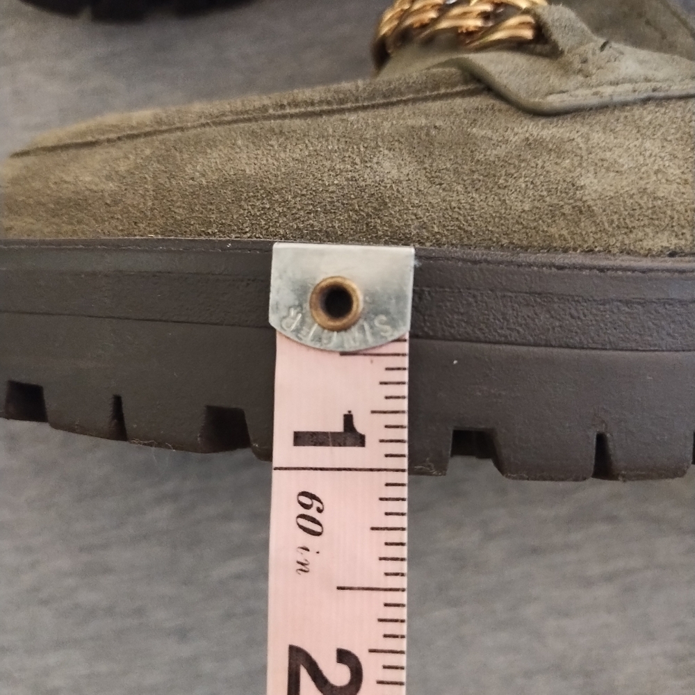 Sam Edelman Women's Taelor Chain Link Olive Suede Lug Sole Loafers Size 8M - Picture 14 of 16